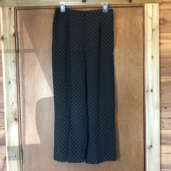 Pure Silk black and white flowy pants - Picture 1 of 8